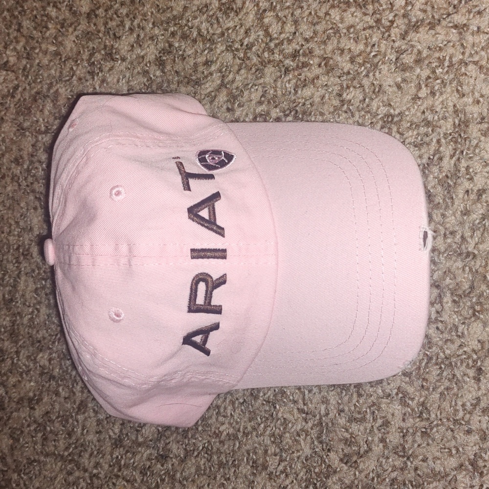 Ariat Logo Spellout Pink Brown Distressed Ajustable Strapback Hat